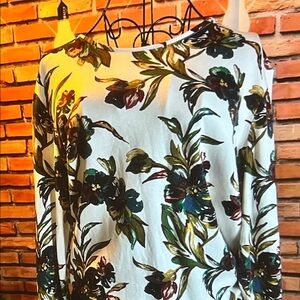 👚 Croft & Barrow Long Sleeve Stretch Top – White / Floral – Sz Large (NWOT)